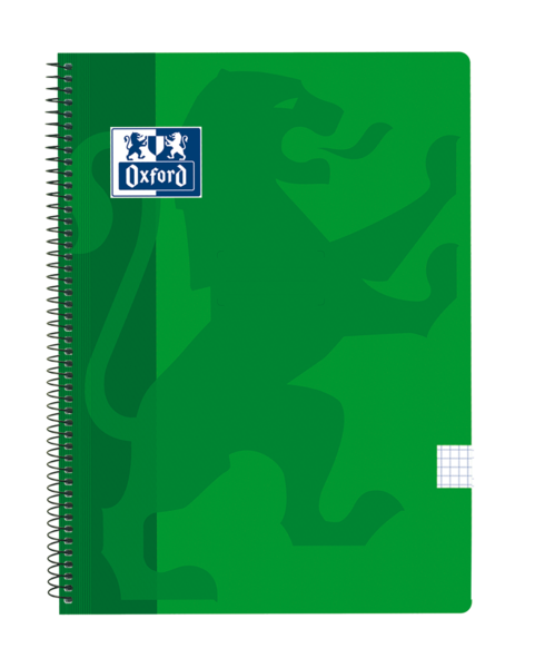 Oxford School Classic Cuaderno Espiral Tapa De Plastico Folio 4X4 - 80 Hojas - Ideal Para Estudiantes - Resistente Y Duradero - Color Verde