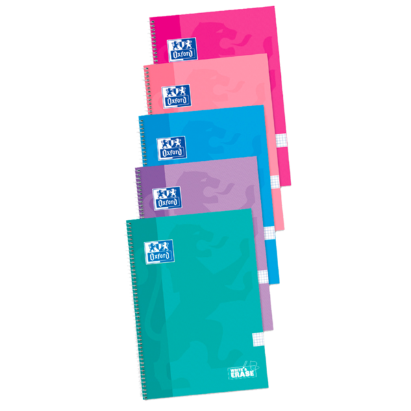 Oxford School Classic Cuaderno Espiral Tapa Extradura Write&Erase - Folio 4X4 Con Margen - 80 Hojas - Colores Surtidos