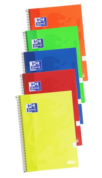 Oxford School Classic Cuaderno Espiral Tapa Extradura Write&Erase - Folio 4X4 Con Margen - 80 Hojas - Colores Surtidos
