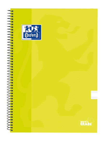 Oxford School Classic Cuaderno Espiral Tapa Extradura Write&Erase - Folio Pauta 2.5Mm - 80 Hojas - Color Lima