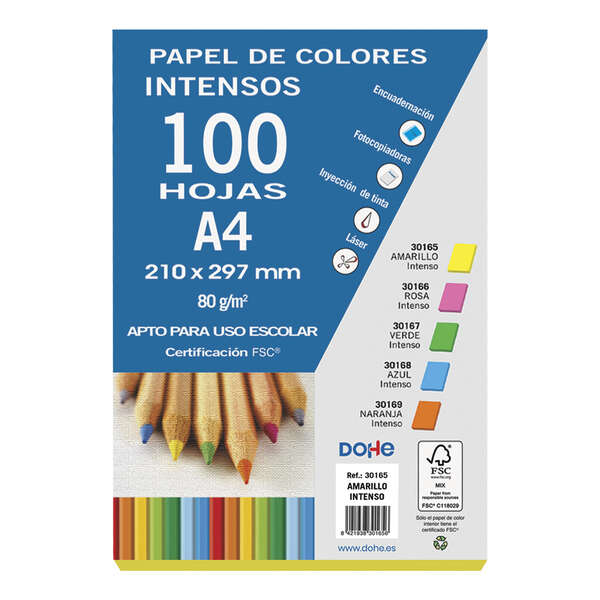 Dohe Papel Multifuncion De 80G - Apto Para Fotocopiadoras E Impresoras - 210X297Mm - Color Amarillo