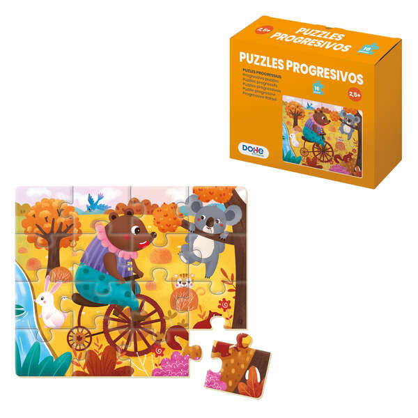 Dohe Puzzle Educativo Para Niños - 16 Piezas - Doble Capa De Carton Y Contrachapado - Estimula Imaginacion Y Razonamiento - Colores Y Dibujos Atractivos