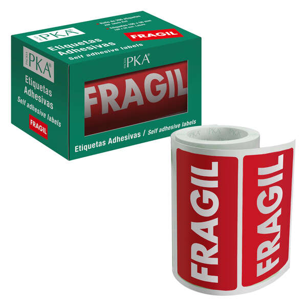 Dohe Rollo De 200 Etiquetas Adhesivas Fragil - 100X50Mm - Ideal Para Expedicion De Paquetes