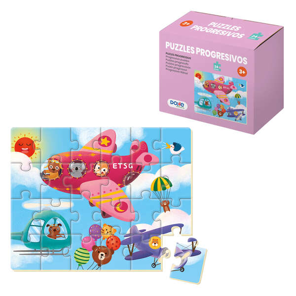 Dohe Puzzle Educativo Infantil - 24 Piezas - Doble Capa De Carton Y Contrachapado - Estimula La Imaginacion Y El Razonamiento - Colores Atractivos