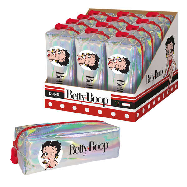 Dohe Expositor De 12 Portadodos Cuadrados Brillantes De Betty Boop - 200Mm - Material Flexible Y Resistente - Cierre Con Cremallera De Color