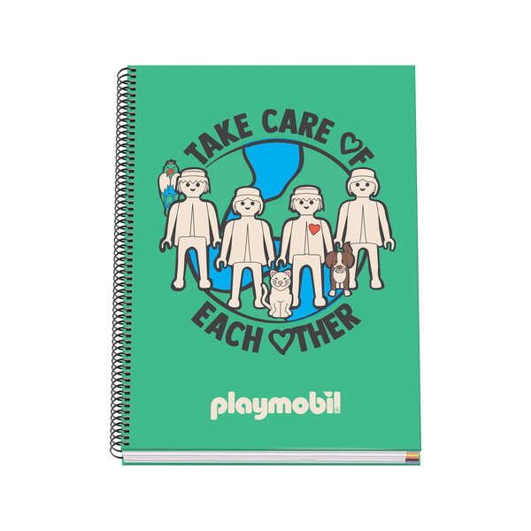 Dohe Playmobil Cuaderno Espiral De 100 Hojas Microperforadas Cuadricula 5Mm A4 - Tapa Dura Carton Forrado - Bandas De Color