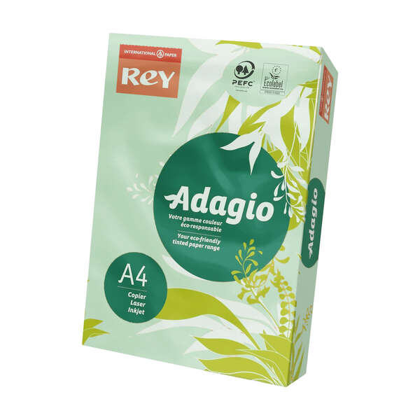 Dohe Adagio Paquete De 500 Hojas De Papel A4 De 80G - Apto Para Fotocopiadoras E Impresoras - Alta Calidad Y Versatilidad - Color Verde Pastel