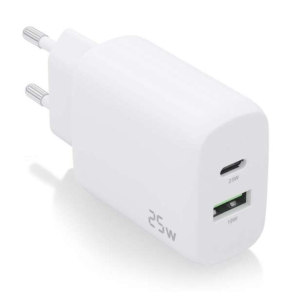 Aisens Cargador 25W - 1Xusb-C Pd3.0 - 1Xusb-A Qc3.0 - Color Blanco