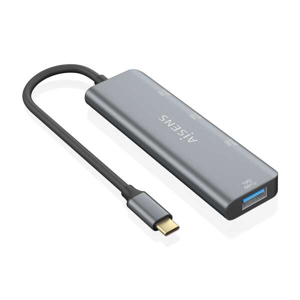 Aisens Hub Usb 3.2 Gen2 10G Usb-C - Usb-C/M-1Xusb-C/H-3Xusb-A/H - 15Cm - Color Gris