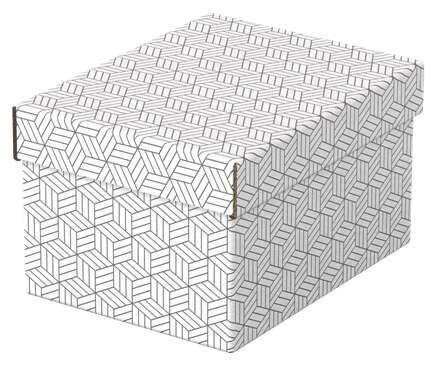 Esselte Pack De 3 Cajas Pequeñas De Almacenamiento Con Tapa 200X150X255Mm - Carton 100% Reciclado Y Reciclable - Diseño Blanco Con Dibujo