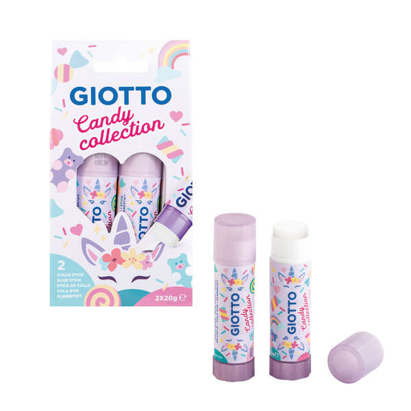 Giotto Candy Collection Pack De 2 Barras De Pegamento Mediano 20Gr - Secado Rapido - Apto Para Uso Escolar