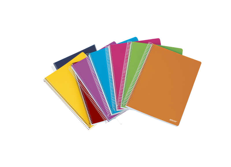 Ancor Classic Stripes Cuaderno Espiral Tamaño Folio Raya Horizontal - 80 Hojas 90Gr - Tapa De Plastico - Colores Surtidos