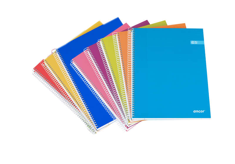 Ancor Classic Stripes Cuaderno Espiral Tamaño Folio Cuadriculado 4X4Mm - 80 Hojas 60Gr - Tapa Dura De Carton Plastificado - Colores Surtidos