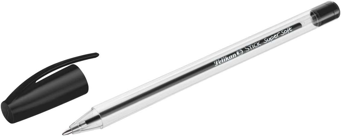 Pelikan Stick Super Soft Boligrafo Trazo 1Mm - Tinta Super Fluida - Empuñadura Triangular - Color Negro