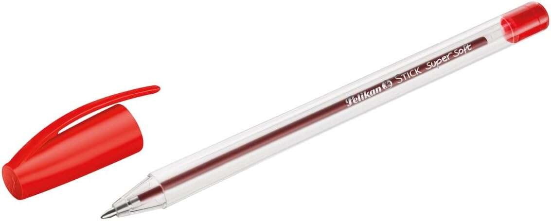 Pelikan Stick Super Soft Boligrafo Trazo 1Mm - Tinta Super Fluida - Empuñadura Triangular - Color Rojo