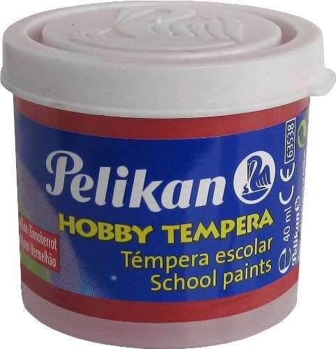 Pelikan Tempera Escolar Frasco 40Ml - Facil De Usar - Ideal Para Actividades Escolares - Color Bermellon