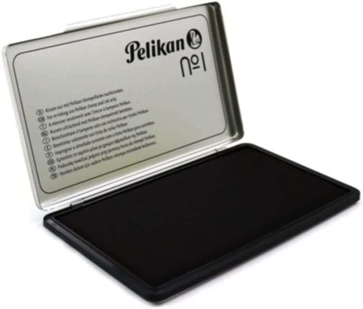 Pelikan Tampon Pelikan N.1 9X16Cm - Ideal Para Sellos De Oficina - Tamaño Compacto - Tinta De Alta Calidad - Color Negro