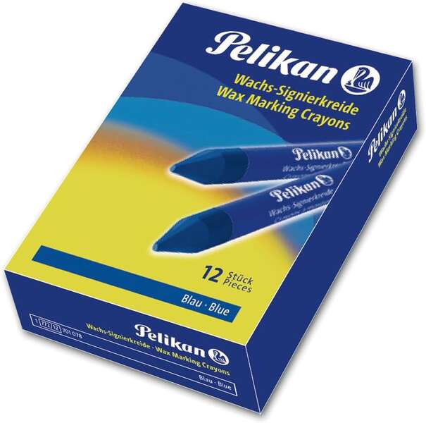 Pelikan Pack De 12 Ceras Para Marcar - Punta Resistente - Ideal Para Resaltar Textos - Color Azul