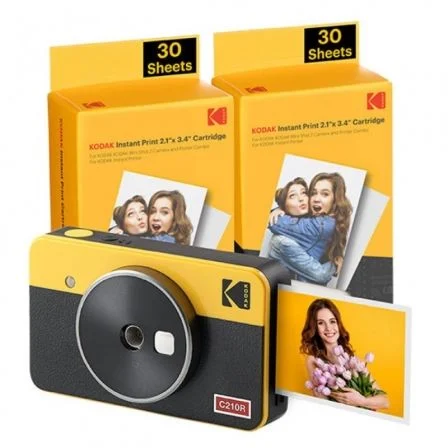Kodak Mini Shot 2 Retro Pack De Camara Digital Instantanea Bluetooth + 60 Hojas De Papel Fotografico 5.3X8.6Cm - Pantalla Lcd 1.7