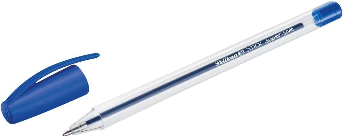 Pelikan Stick Super Soft Boligrafo Trazo 1Mm - Tinta Super Fluida - Empuñadura Triangular - Color Azul