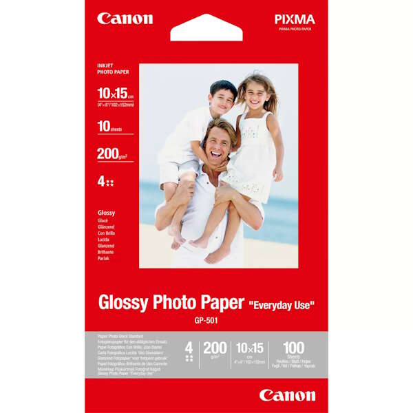 Canon Gp-501 Papel Fotografico A6 10X15Cm Brillo 200Gr 100 Hojas