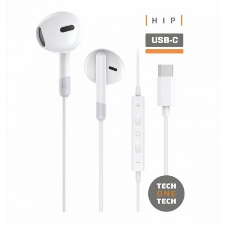 Techonetech Ear Tech Hip Auriculares Intraurales Sder Usb-C - Microfono Integrado - Asistente Voz - Cable De 1.20M
