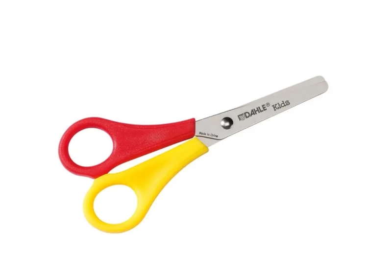 Dahle 54626 Kids Tijeras Infantiles Para Zurdos 13Cm - Puntas Redondeadas - Acero Inoxidable - Color Rojo/Amarillo