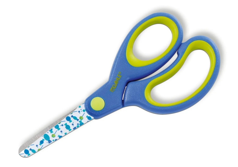 Dahle 54661 Kids Tijeras Infantiles 13Cm - Puntas Redondeadas - Acero Inoxidable - Mangos Ergonomicos Recubiertos De Goma - Color Azul/Verde