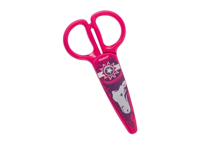 Dahle 54675 Kids Tijeras Infantiles 12Cm Para Los Mas Pequeños - Hojas De Plastico - Puntas Redondeadas - Modelo Caballo - Color Rosa