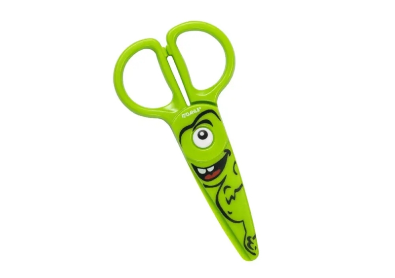 Dahle 54678 Kids Tijeras Infantiles 12Cm Para Los Mas Pequeños - Hojas De Plastico - Puntas Redondeadas - Modelo Dino - Color Verde