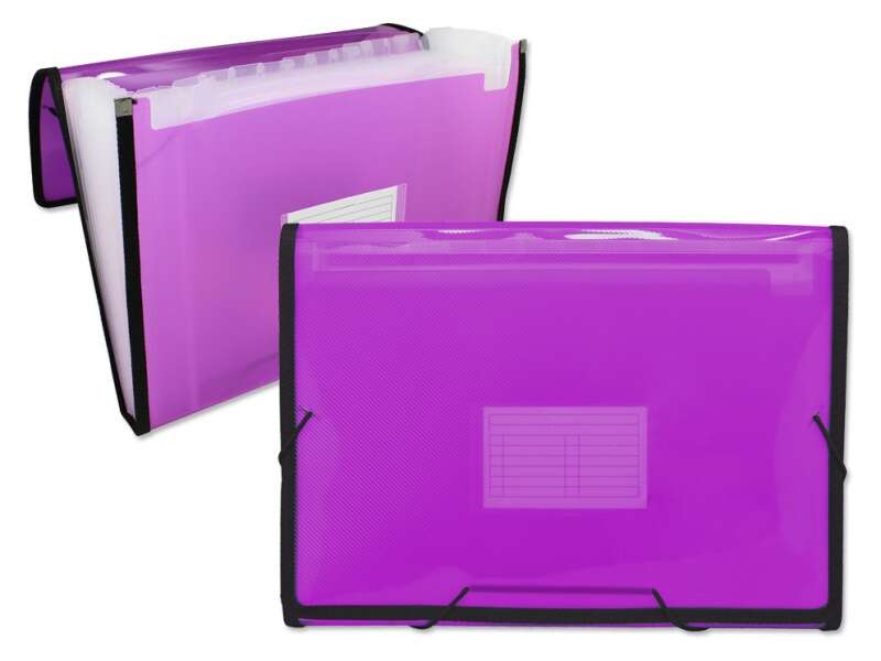 Ingraf Carpeta Frame Fuelle 13 Bolsillos Tamaño A4 - Polipropileno Translucido - Gomas Y Solapas - Color Rosa