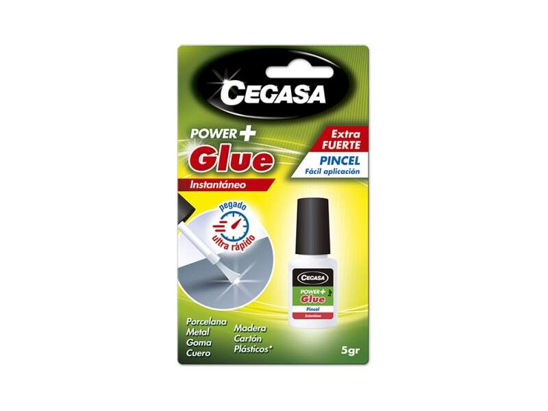 Cegasa Power Glue Pegamento Instantaneo Con Pincel 5Gr - Pegamento Fuerte - Color Transparente