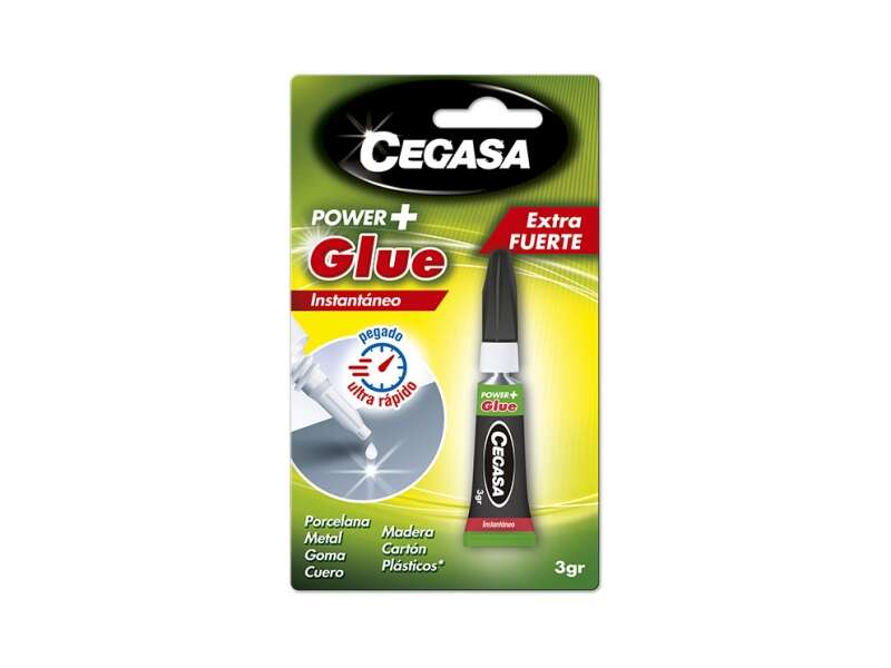 Cegasa Power Glue Pegamento Instantaneo 3Gr - Secado Rapido - Alta Resistencia - Facil Aplicacion - Color Transparente