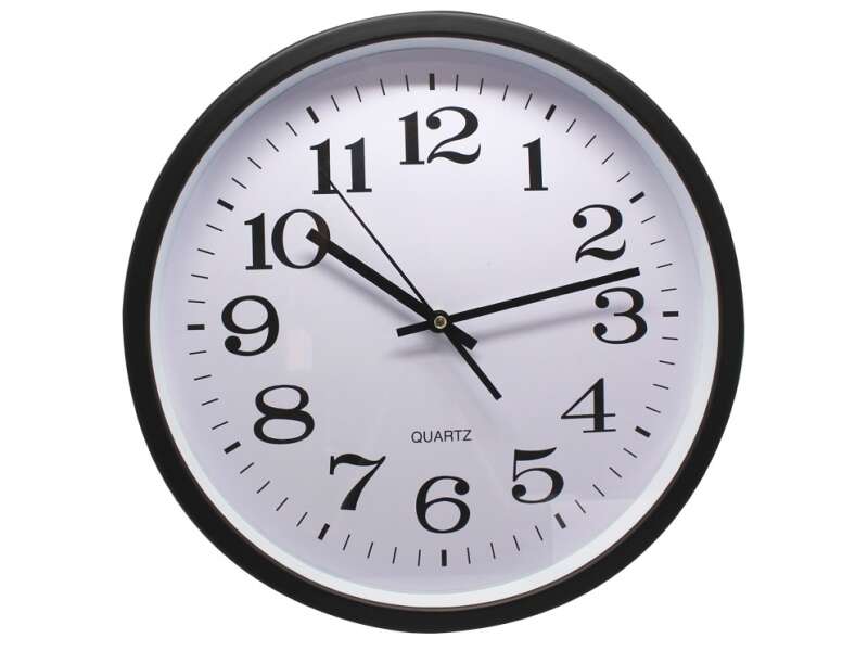 Bismark Reloj Oficina Grande - Lente De Cristal - Manecillas De Aluminio - Esfera De Pvc - Color Negro