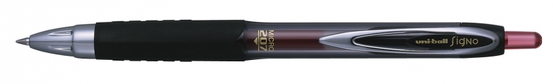 Uni-Ball Umn-207 Micro Roller De Tinta - Punta De Bola 0.5Mm - Grip De Caucho Antifatiga - Tinta Pigmentada Resistente A Luz Y Agua - Color Rojo