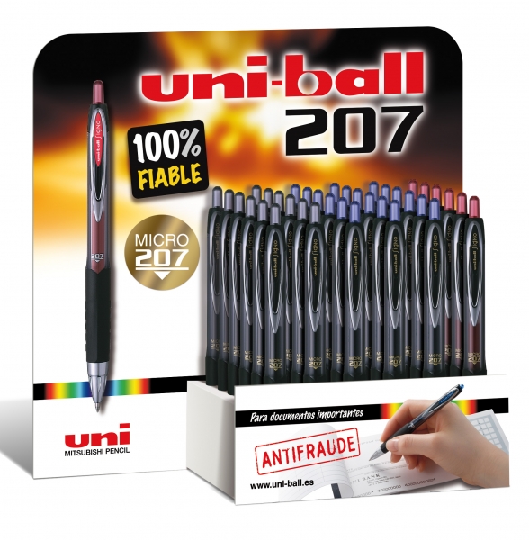 Uni-Ball Umn-207 Signo Expositor De 36 Rollers - Punta De Bola 0.5Mm - Grip De Caucho Antifatiga - Tinta Pigmentada Resistente A Luz Y Agua - Color Surtido