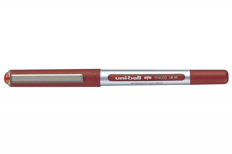 Uni-Ball Eye Micro Ub-150 Boligrafo De Tinta Liquida - Punta De Bola 0.5Mm - Tinta Resistente Al Agua Y Luz - Sistema De Control De Tinta - Ventana De Nivel De Tinta - Color Rojo