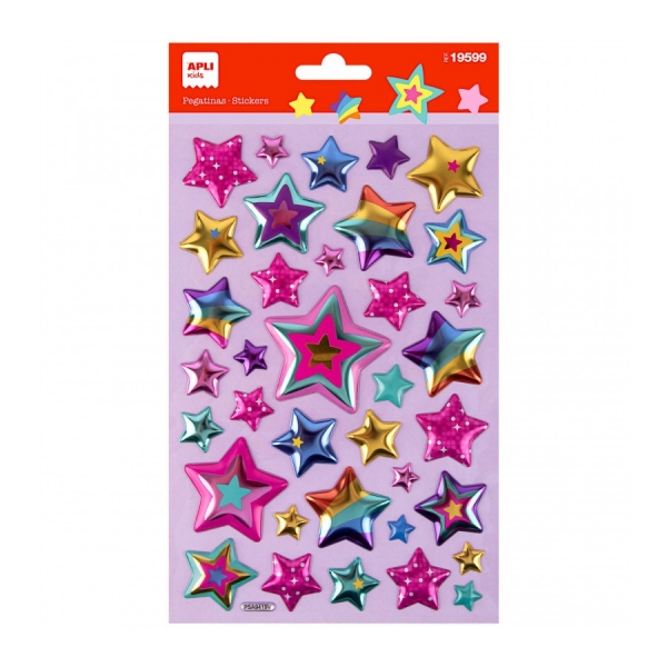 Apli Bolsa De Pegatinas De Estrellas - Adhesivo Permanente - Ideal Para Scrapbooking - Estimula Creatividad Y Psicomotricidad Fina