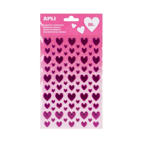 Apli Bolsa De Pegatinas Corazon - Adhesivo Permanente - Ideal Para Scrapbooking - Decoracion De Albumes Y Tarjetas - Estimula Creatividad Infantil - Color Rosa