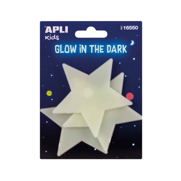Apli Estrellas Luminiscentes 3D - Brillan En La Oscuridad - Adhesivo Permanente - Decoracion Versatil