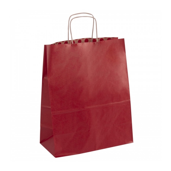 Apli Pack De 50 Bolsas Kraft - Alta Resistencia - Asas Rizadas - Reutilizables Y Reciclables - Color Rojo