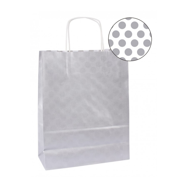 Apli Pack De 50 Bolsas Kraft - Alta Resistencia - Asas Rizadas - Reutilizables Y Reciclables - Color Plata