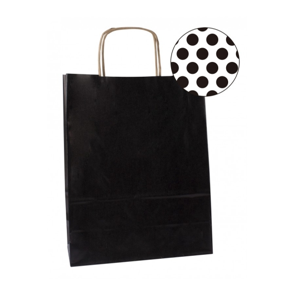 Apli Pack De 50 Bolsas Kraft - Alta Resistencia - Asas Rizadas - Reutilizables Y Reciclables - Color Negro