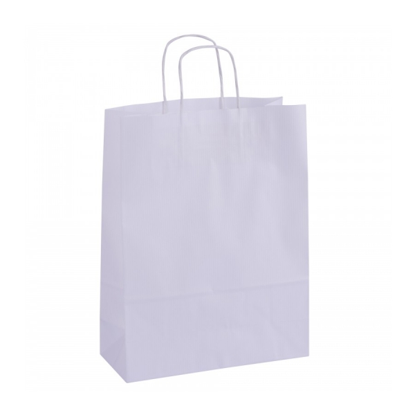 Apli Pack De 50 Bolsas Kraft - Alta Resistencia - Asas Rizadas - Reutilizables Y Reciclables - Color Blanco