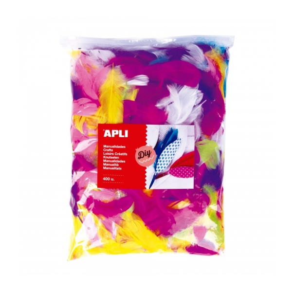 Apli Pack De 400 Plumas Collage Formato Maxi - Ideal Para Escuelas Y Talleres - Estimula Imaginacion Y Creatividad Infantil - Color Amarillo