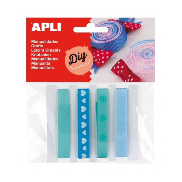 Apli Pack De 4 Cintas De Tela - Ideal Para Manualidades - Scrapbooking - Envolver Regalos - Decoraciones Para Eventos - Versatiles Y Creativas - Color Azul