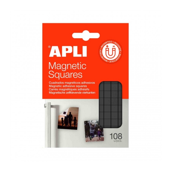 Apli Pack De 108 Cuadros Magneticos Adhesivos - Faciles De Aplicar - Larga Duracion - Alta Fijacion - Ideal Para Fotos Y Manualidades En Oficina, Escuela Y Hogar