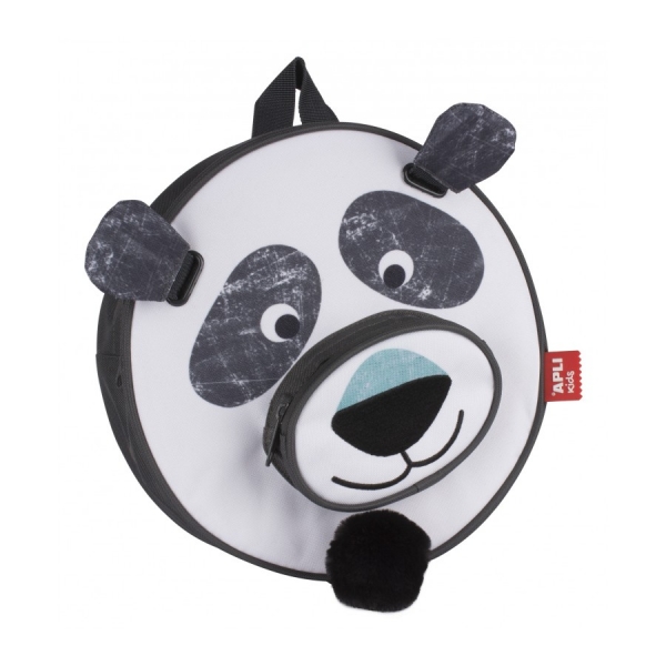 Apli Mochila Panda - Doble Compartimento - Cierre Cremallera - Asas Acolchadas Y Regulables - Asa Superior Para Colgar - Tira Con Pompon De Cola De Panda - Ideal Para Escuela Y Guarderia