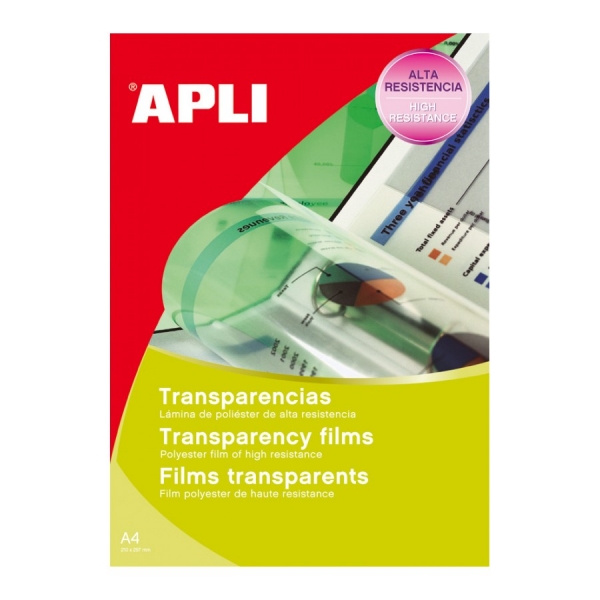 Apli Transparencias De Poliester Para Impresoras Inkjet - Alta Calidad De Reproduccion - Gran Claridad - Secado Rapido - Alta Resistencia Y Termo Estabilidad - Compatibles Con Impresoras Populares