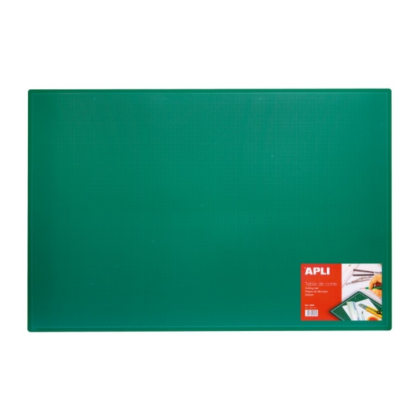 Apli Tabla De Corte Pvc A1 - Antideslizante - Auto Cicatrizante - Cuadricula Y Angulos Impresos - Ideal Para Manualidades Y Escritorio - Color Verde